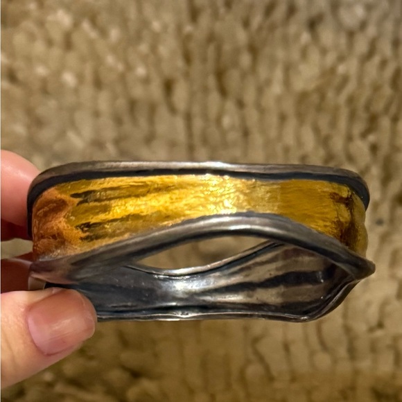 Artisan Silver and Gold-Tone Cuff Bracelet - Picture 1 of 3